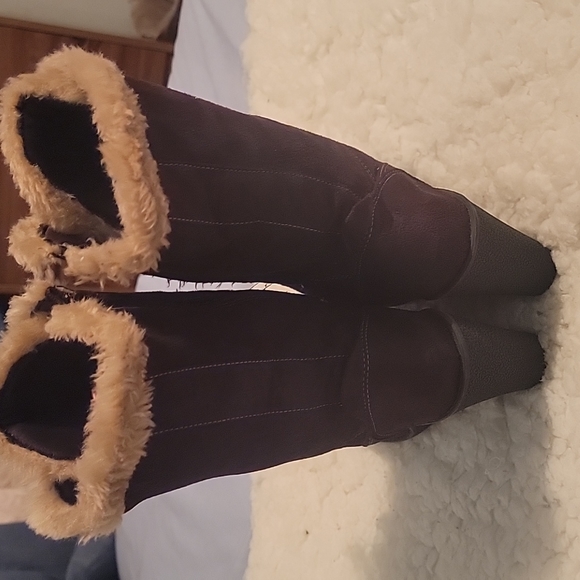 Route 66 suede n fur wedge boots 9 - Picture 2 of 12